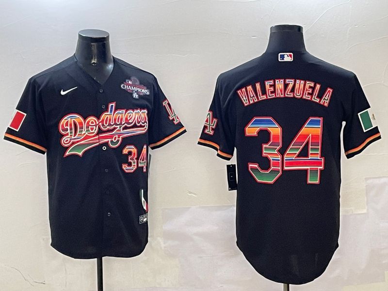 Men Los Angeles Dodgers 34 Valenzuela Black Fashion Game 2025 Nike MLB Jersey style 3123